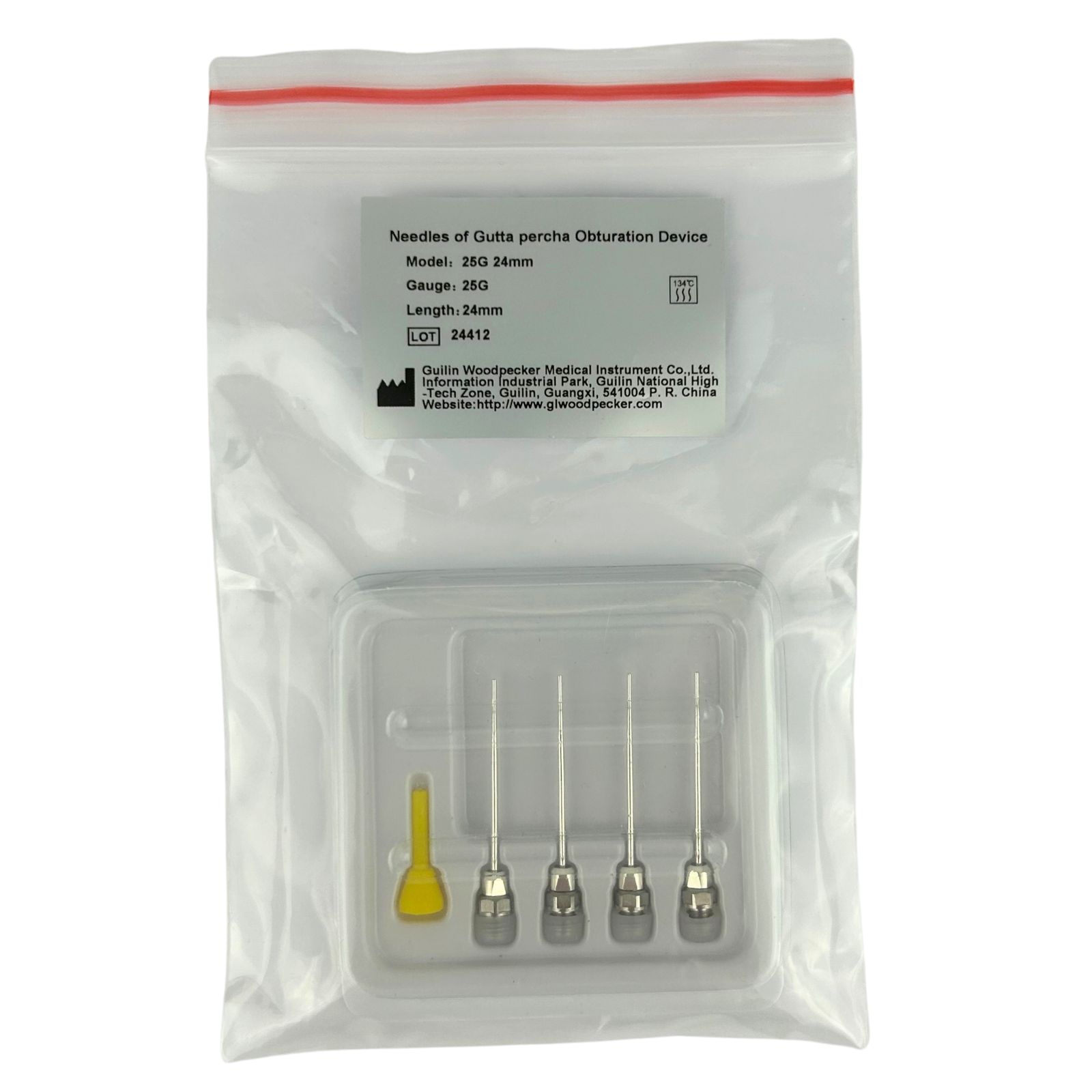 Голка 25G 24mm для обтуратора (пістолета) Fi G, розмір / діаметр 25G (0.508 мм), довжина 24 мм, 4 шт/уп.