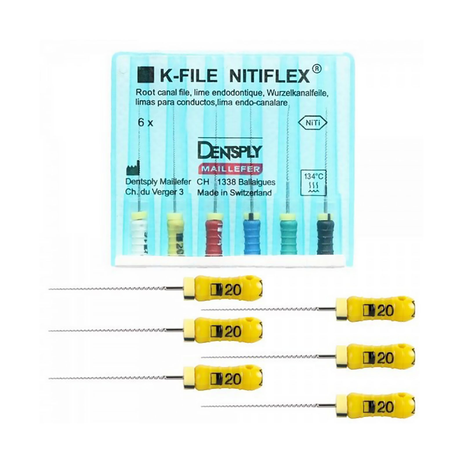 Ni Ti Flex-FILES MAILLEFER 20 (6шт), ручні дрильбори.