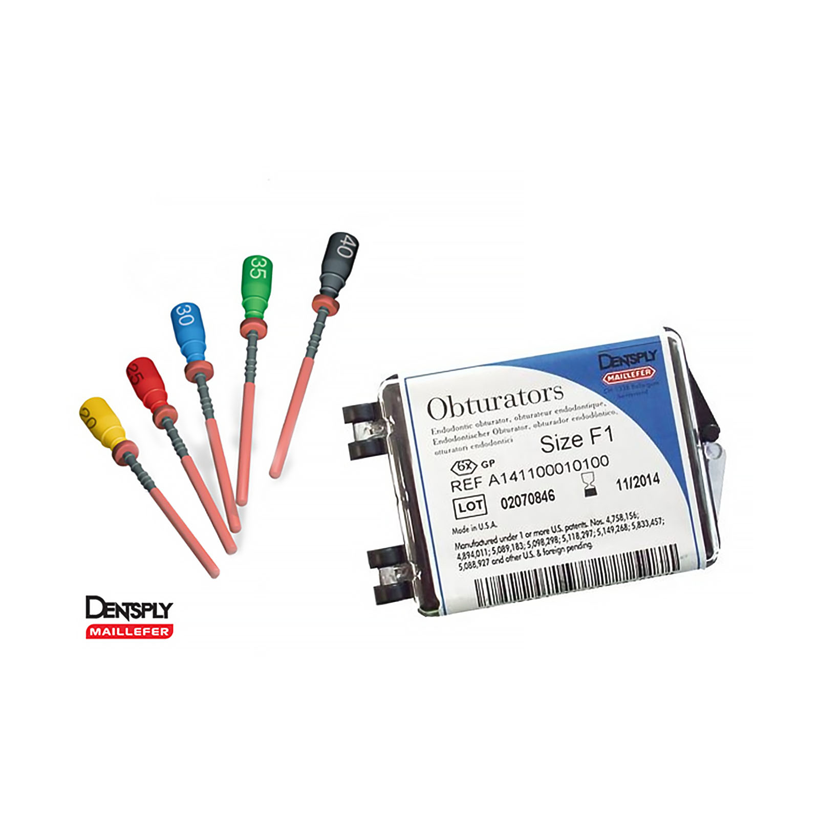 Термафіл - обтуратори, асорті, 020-040, 25 мм, 20 шт. (Thermafil Gutta-Percha Obturation Posterior Kit Assorted 20-40 - 20 pcs)