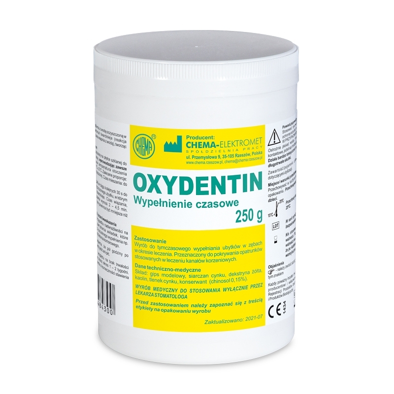 Матеріал для тимчасового пломбування Оксидентин (Oxydentin), порошок, банка 250 г (виробник Chema-Elektromet, Польща)