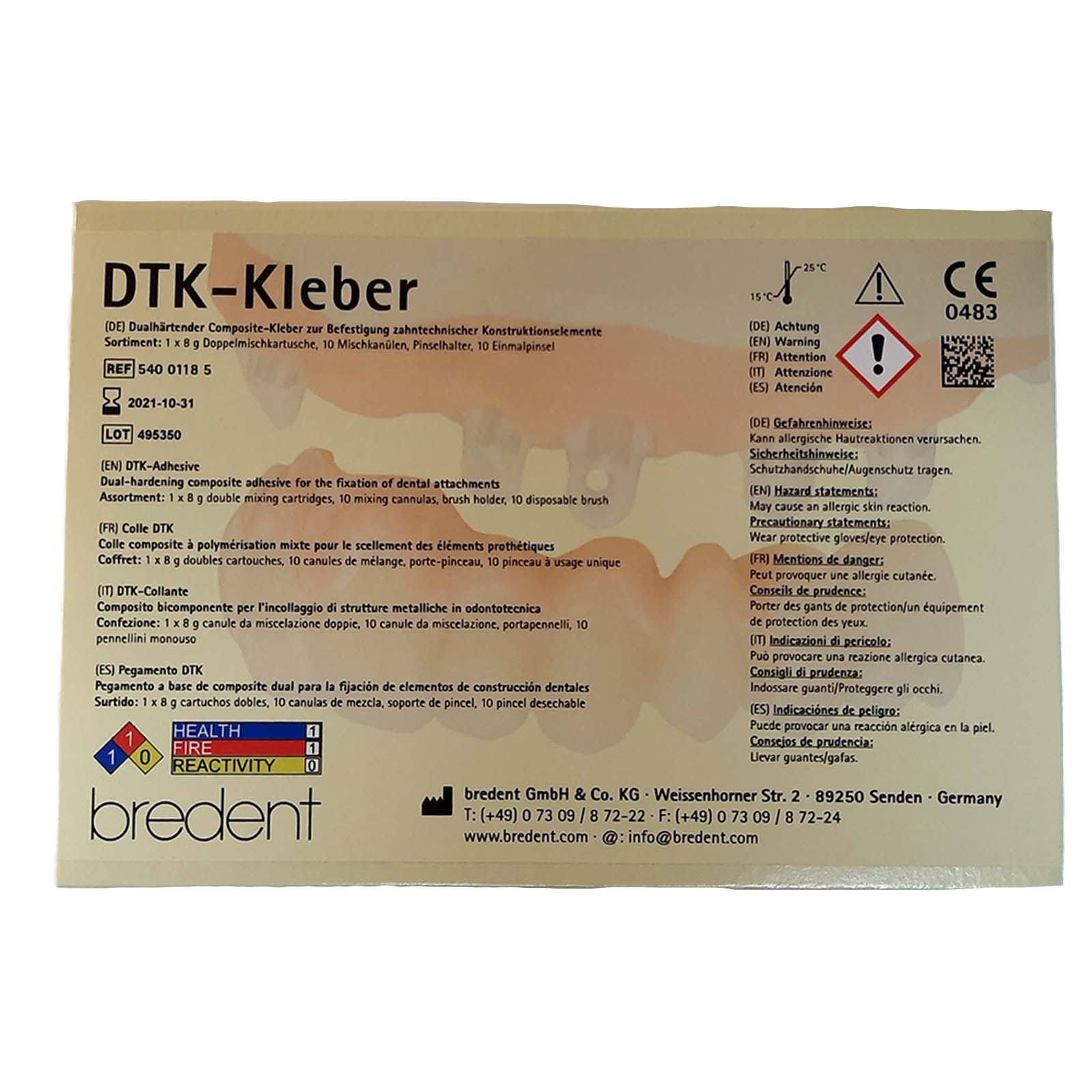 Клей ДТК (DTK-адгезив), набір. Адгезив в подвійному змішуючому картріджі, 5 cкладових