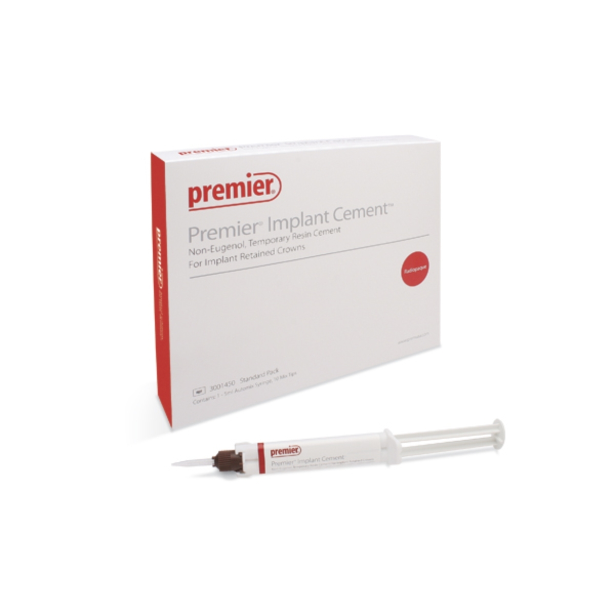 Implant Cement Premier, безевгенольний полімерний цемент, для тимчасової фіксації коронок на імплантатах (1 - 5мл. шприц з автозмішуванням, 10 - насадок, блокнот, + 1 імплантат скалер: в подарунок)
