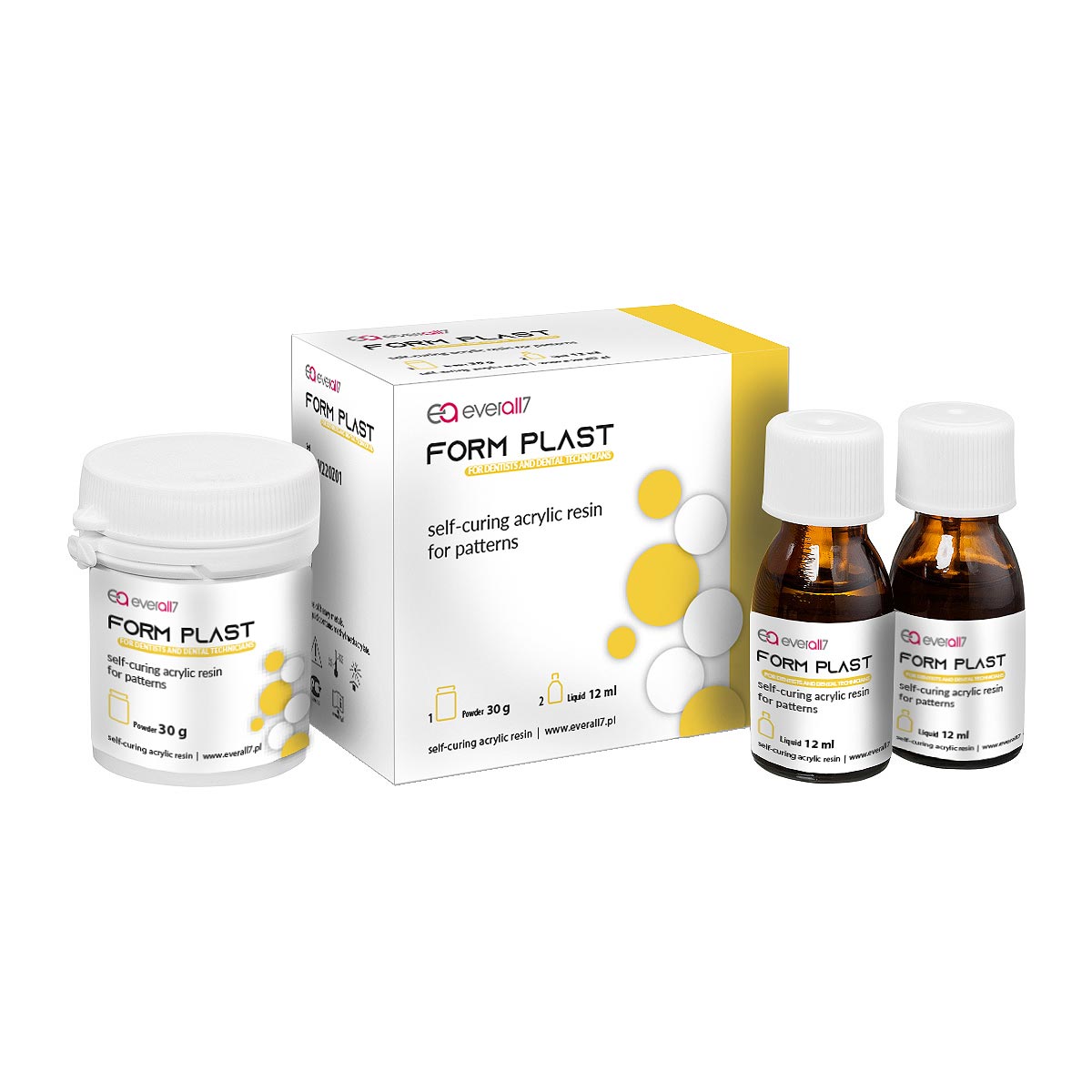 Моделювальна пластмаса Form Plast, самотвердіюча, беззольна, 30 г порошок + 24 мл мономер