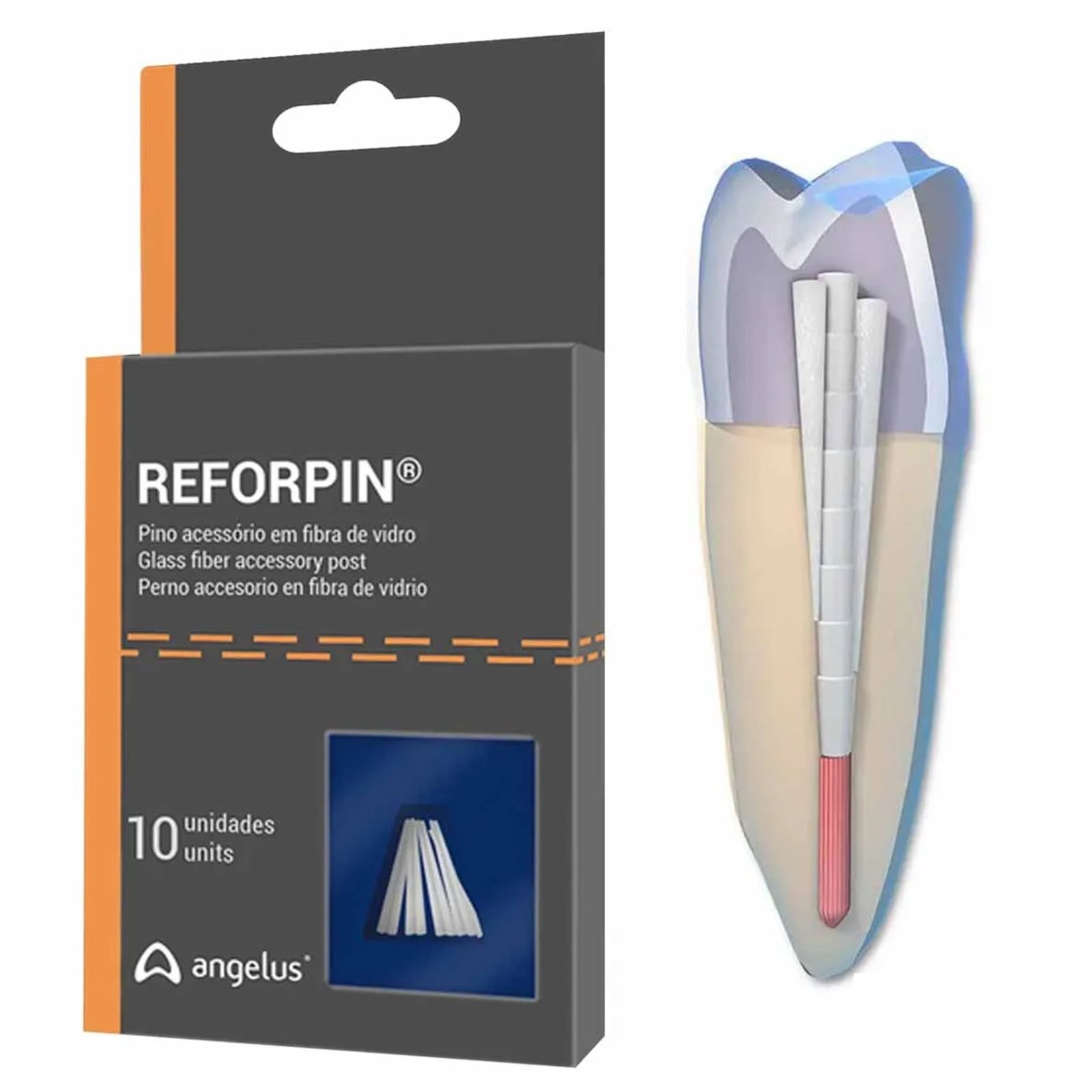 Штифти скловолоконні Angelus Reforpin, клиновидні, 10 шт/уп
