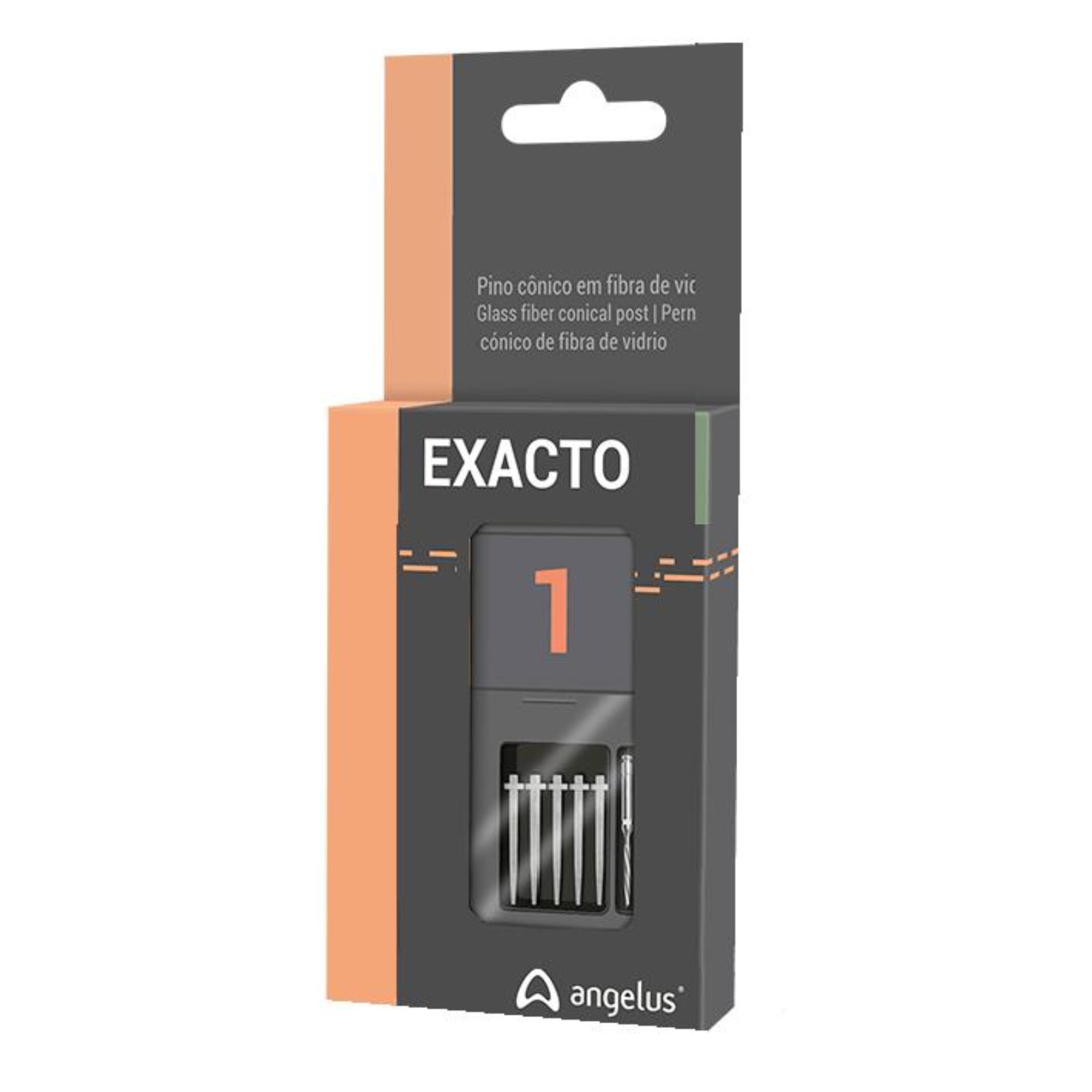 Штифти скловолоконні Angelus Exacto, конічні, №1 Trial Kit (5 шт + розгортка №1) - Фото 2