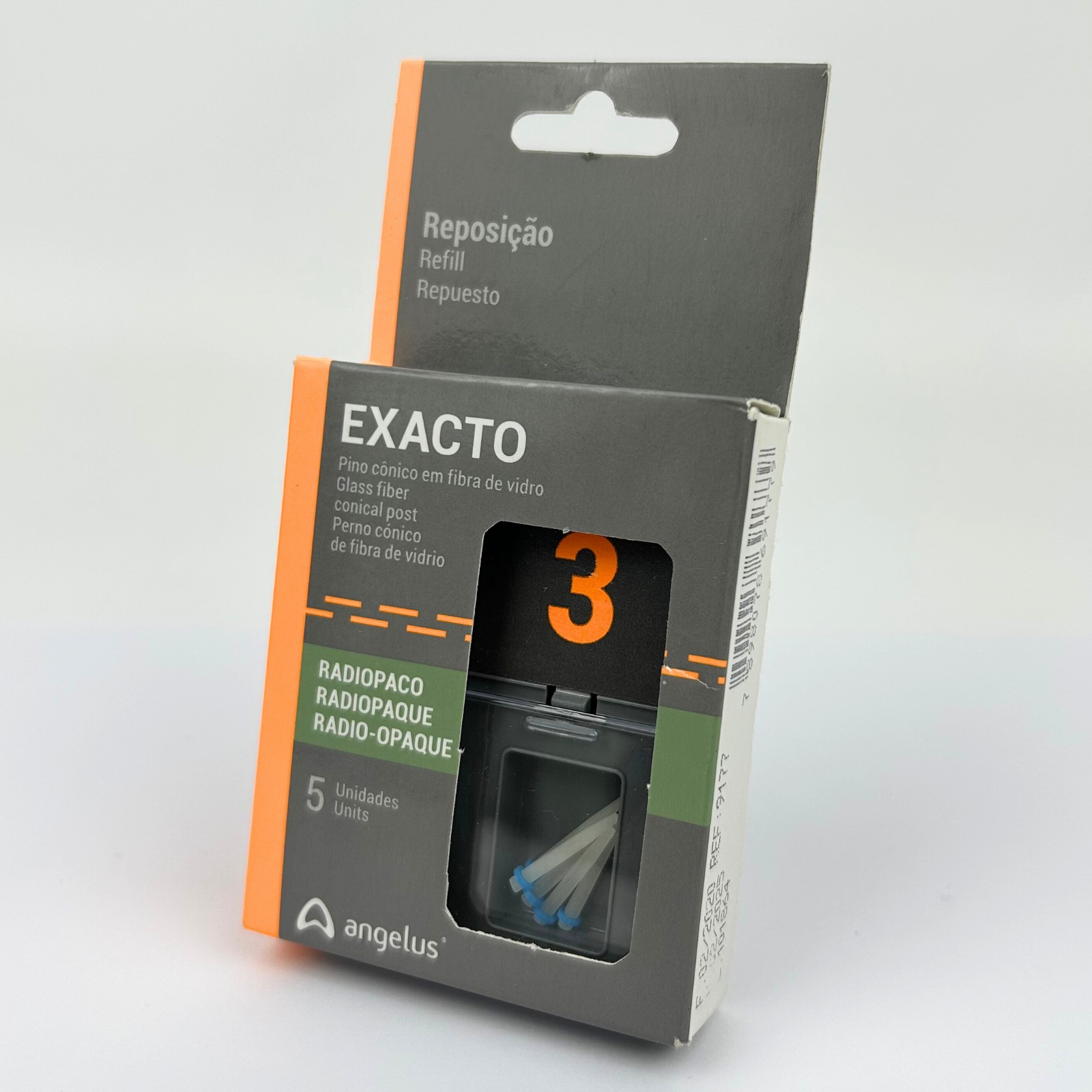 Штифти скловолоконні Angelus Exacto Translucent, конічні, №3, 5 шт/уп Штифти скловолоконні Angelus Exacto Translucent, конічні, №3, 5 шт/уп