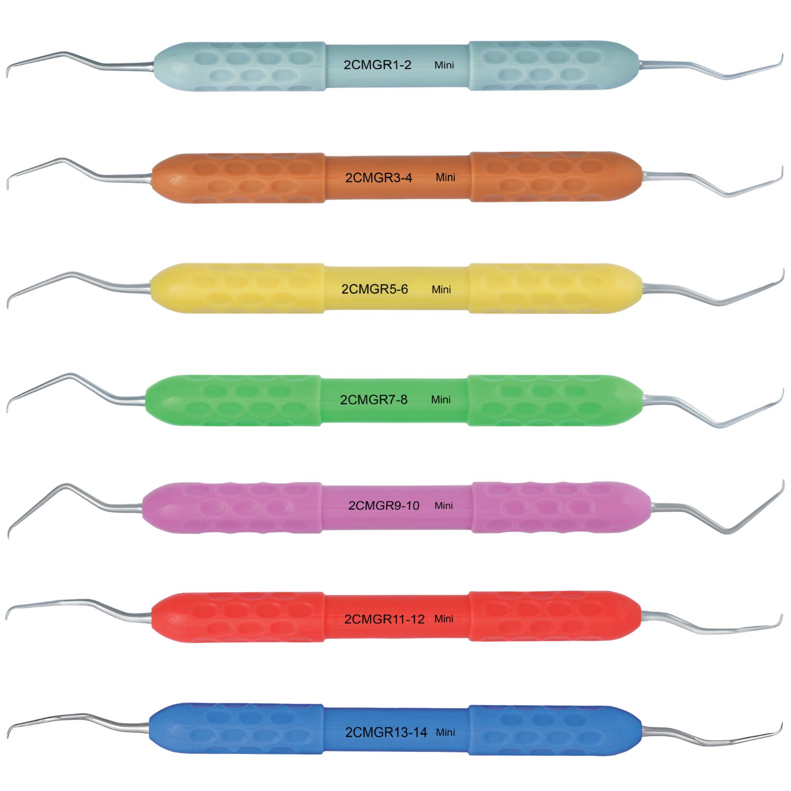 Кюрета Gracey MINI 2CMGR -SET (набір - 7 шт.), силіконова ручка, двостороння.