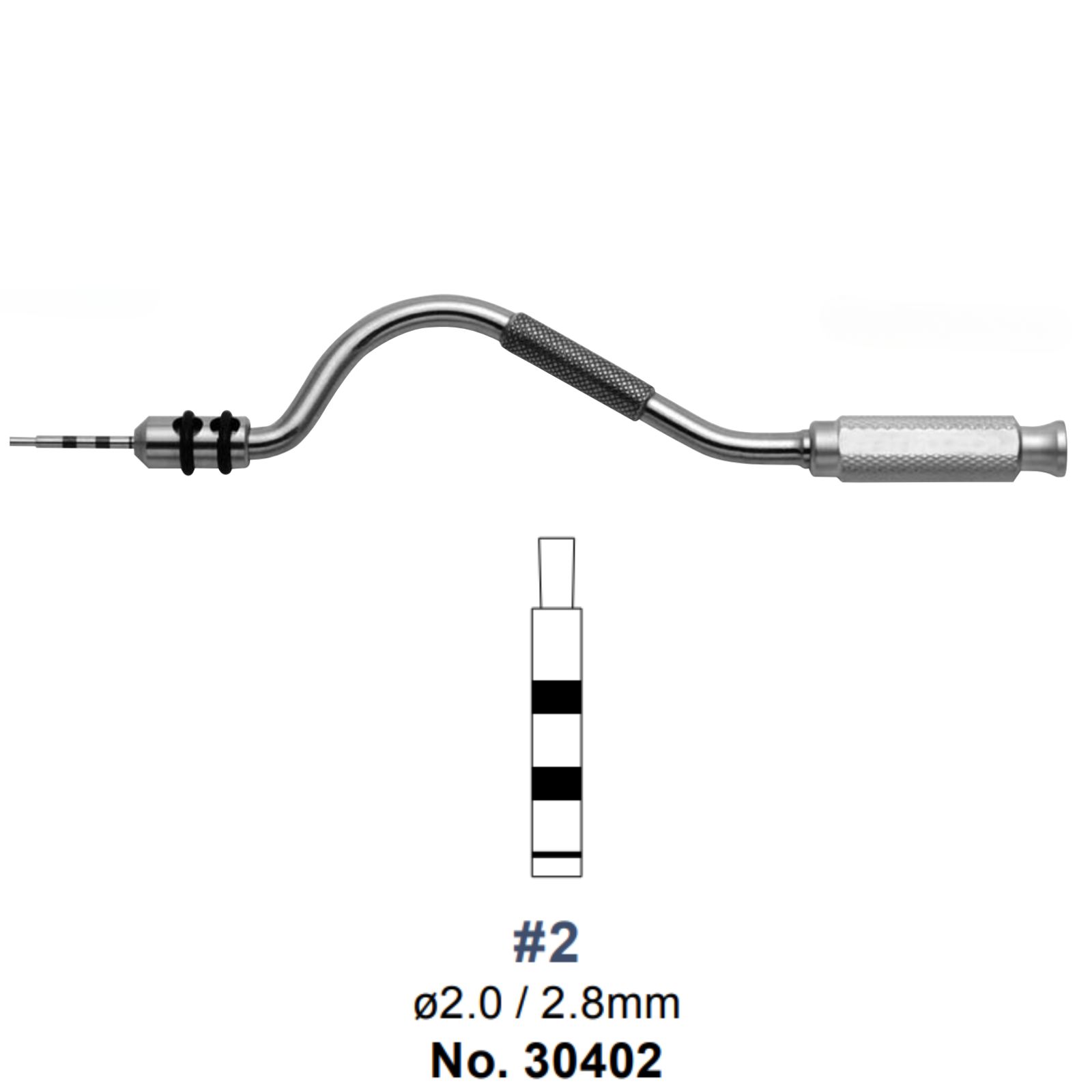 Остеотом # 2, Sinus Lift, d 2,0/2,8мм, градуйований 0-4-8-10-13-15-18 (YDM)