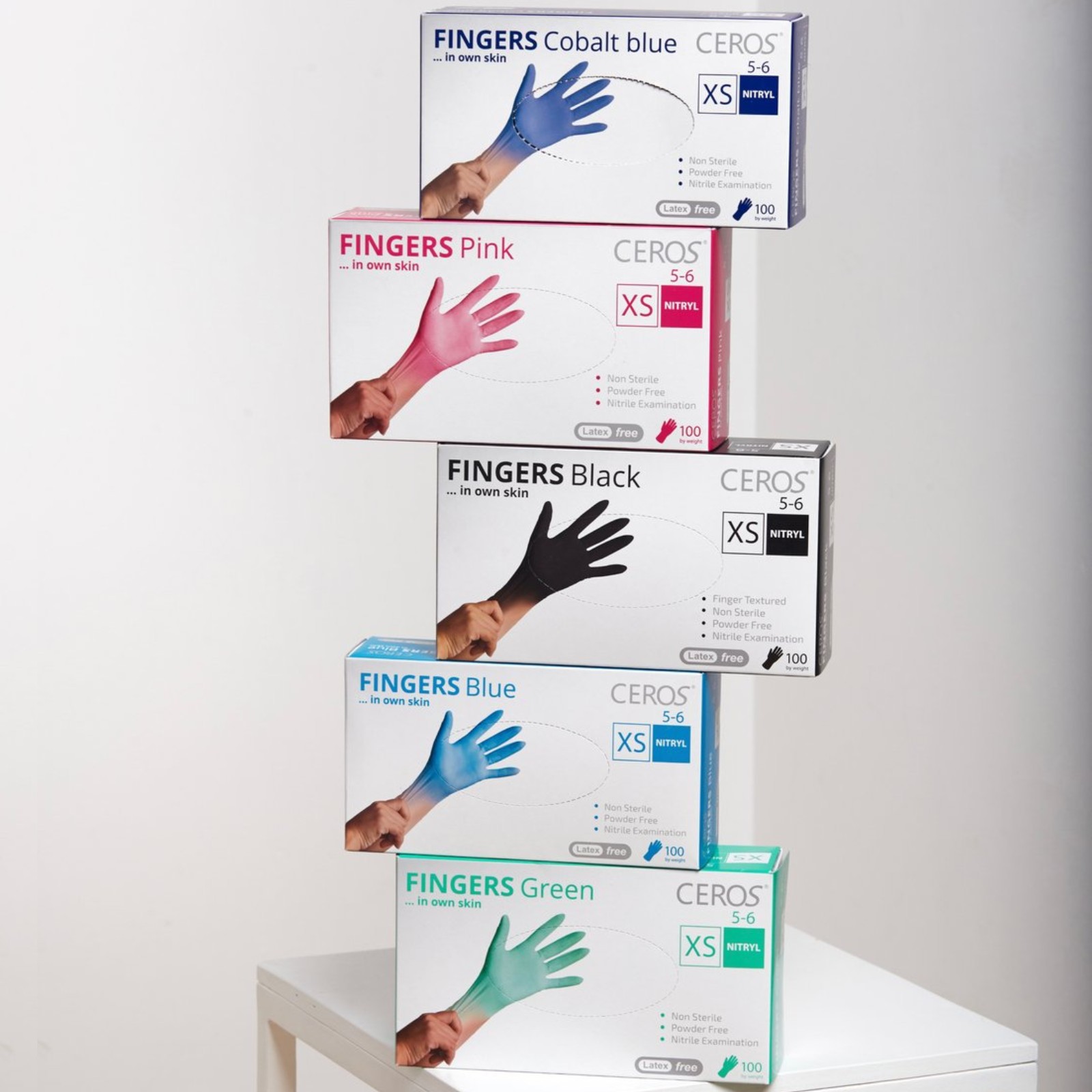 Рукавиці нітрилові CEROS TM FINGERS Green M (100шт) оглядові, неприпудрені - Фото 5