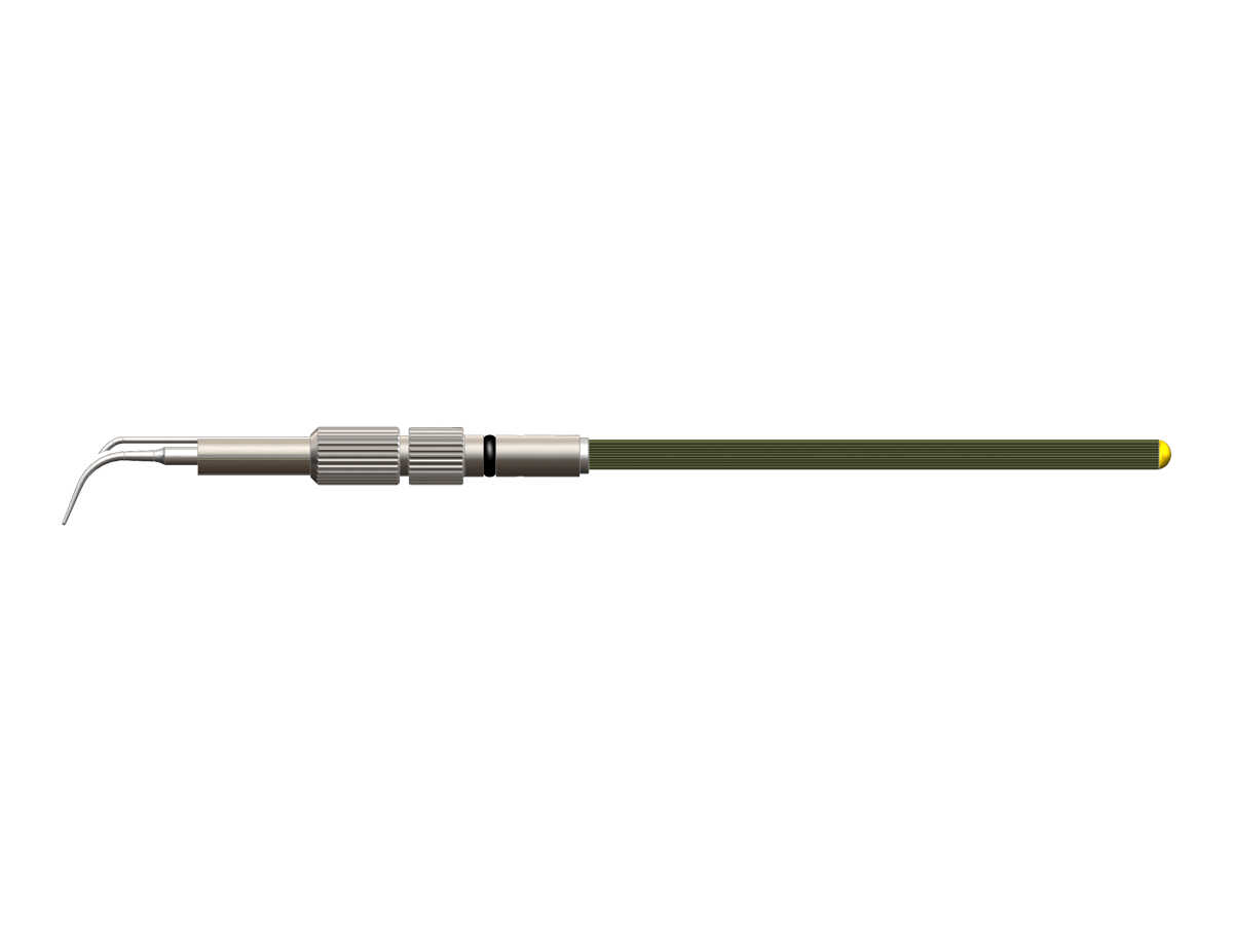 Вставка 30K, P-100L (FUR) Slim (24KJ), до магнетоскалера 30 Khz, ліва, тонка, для чутливих участків, із зовнішньою металевою трубкою подачі рідини, металева ручка. Робочий діапазон потужності скалера: від низької до середньої. Сумісна з системою CAVITRON