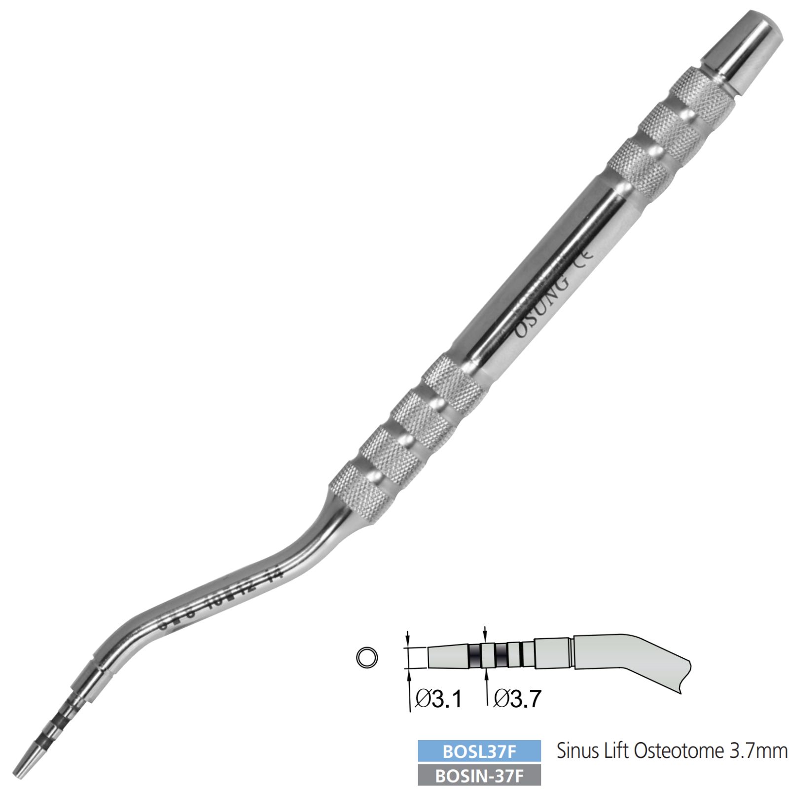 Остеотом BOSIN-37F, d=3,1 - 3,7mm, для синус-ліфтингу