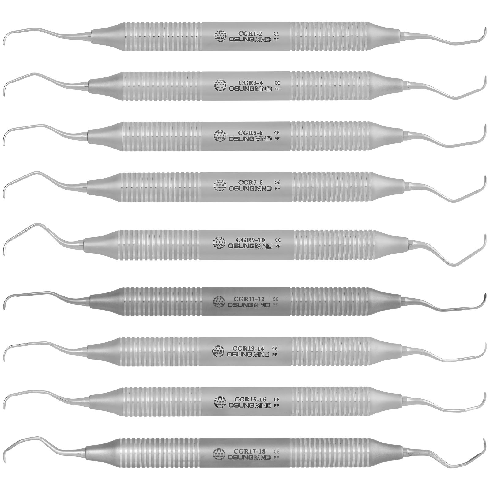 Кюрета Gracey CGR-SET, стандартна, (наб.- 9шт.), металева ручка, двостороння, Hu-friedy - тип.