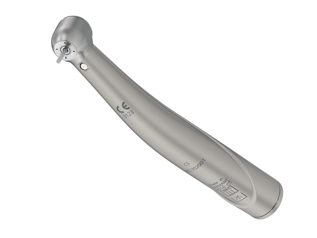 Наконечник Dentsply Sirona T1 CONTROL S, турбінний,  функція контролю швидкості (250.000 об./хв), титановий корпус, підсвітка, потрійний спрей, керамічні підшипники, кнопкова система цанги, для інструментів FG (D-1,6мм), з клапаном подвійного блокуванням зворотнього всмоктування, під швидкоз'ємний перехідник