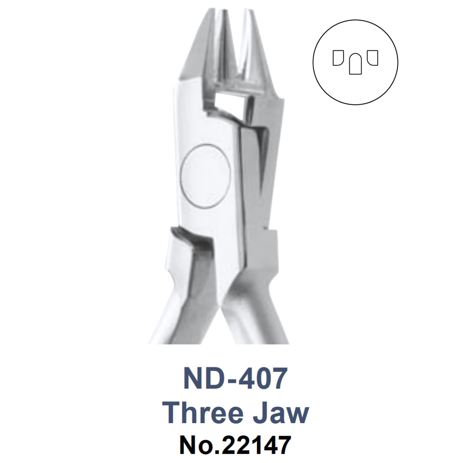 Плоскогубці ортодонтичні ND-407 Tree Jaw, трьохточкові, для згинання (YDM), для чотирьохпетельного бюгеля (Quad Helix)