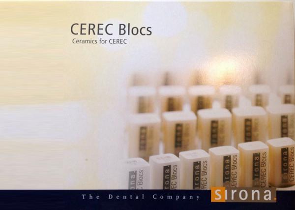 CEREC Blocks стартовий набір CAD/CAM, 44 блоки з дрібноструктурної кераміки на основі польового шпату
CEREC Blocs 10 S2-T - 1шт.
CEREC Blocs 10 S3-T - 1шт.
CEREC Blocs 10 S4-T - 1шт.
CEREC Blocs 12 S0-M - 1шт.
CEREC Blocs 12 S1-M - 6шт.
CEREC Blocs 12 S2-M - 6шт.
CEREC Blocs 12 S3-M - 6шт.
CEREC Blocs 12 S4-M - 6шт.
CEREC Blocs 12 S5-M - 1шт.
CEREC Blocs 14 S2-O - 3шт.
CEREC Blocs 14 S3-O - 3шт.
CEREC Blocs 14 S4-O - 3шт.
CEREC Blocs PC 14 S2-PC - 1шт.
CEREC Blocs PC 14 S3-PC - 1шт.
CEREC Blocs PC 14 S4-PC - 1шт.
CEREC Blocs PC 14/14 S2-PC - 1шт.
CEREC Blocs PC 14/14 S2-PC - 1шт.
Розколірка CEREC Blocs Shade Guide