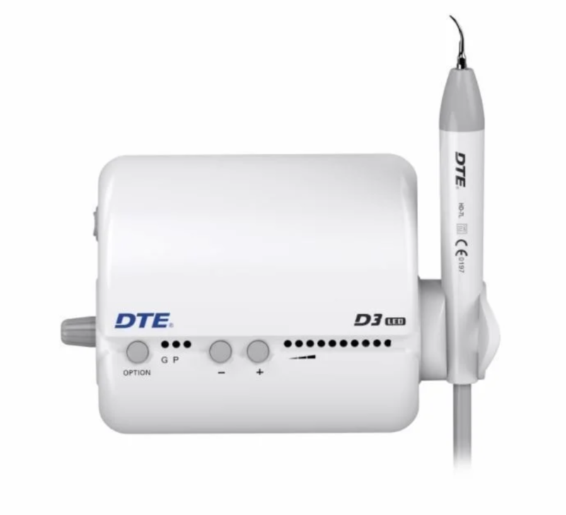 Скалер DTE D3 LED ультразвуковий, наконечник з LED-підсвіткою, роз'єм SATELEC; в комплекті: 5 насадок, динамометричний ключ; режими роботи: скейлінг, періо