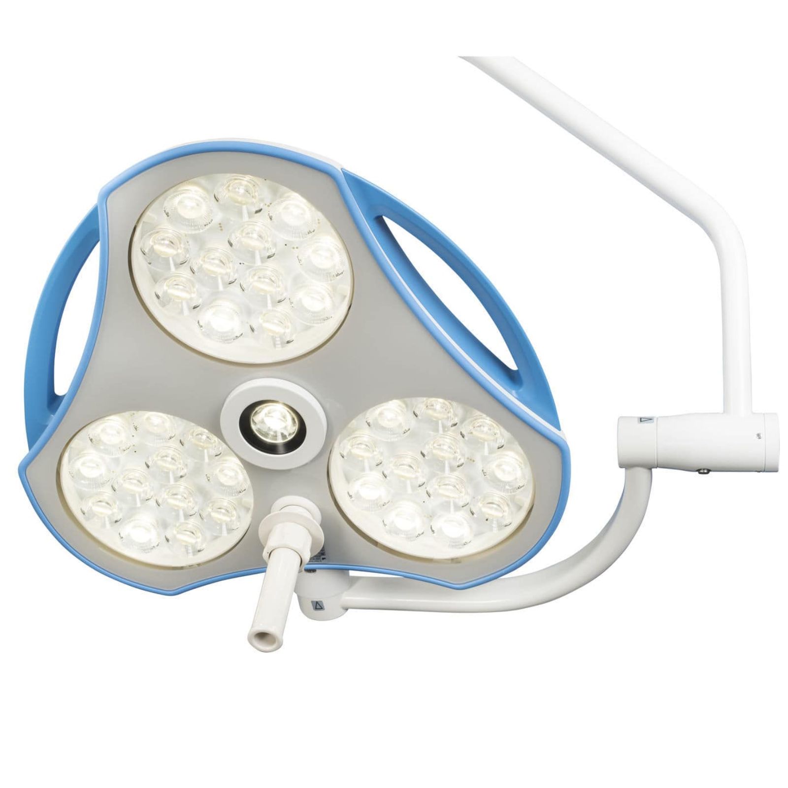 Світильник операційний Mach LED 300DF, 130 000 LUX, стельовий (при висоті стелі  2.81м - 3.0м), регульоване поле освітлення 14 см- 28 см, регульований фокус, температура світла 4,500К, діаметр 63 см, робоча відстань 70 см - 140 см, без блоку живлення.