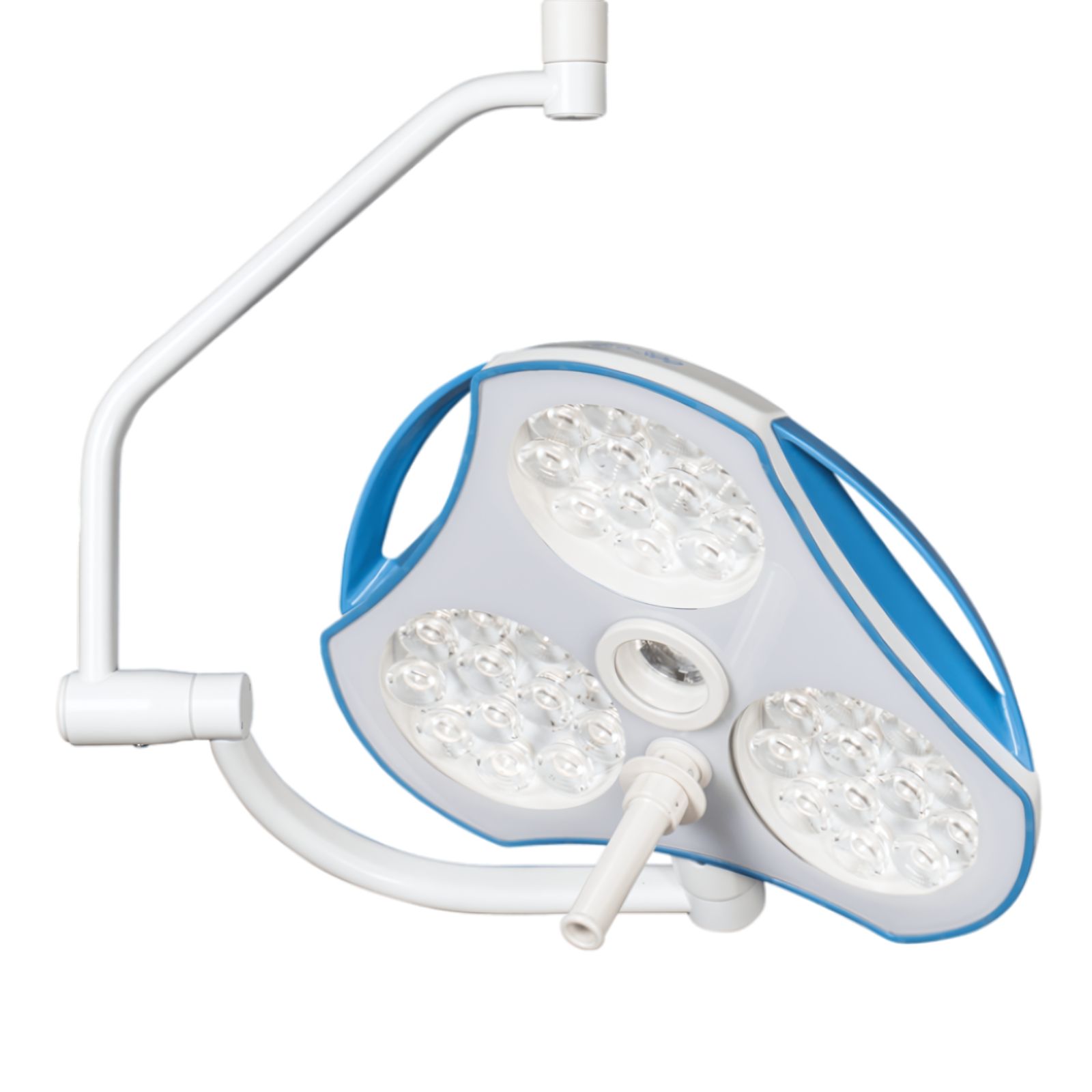 Світильник операційний Mach LED 300DF, 130 000 LUX, стельовий (при висоті стелі  2.81м - 3.0м), регульоване поле освітлення 14 см- 28 см, регульований фокус, температура світла 4,500К, діаметр 63 см, робоча відстань 70 см - 140 см, без блоку живлення.