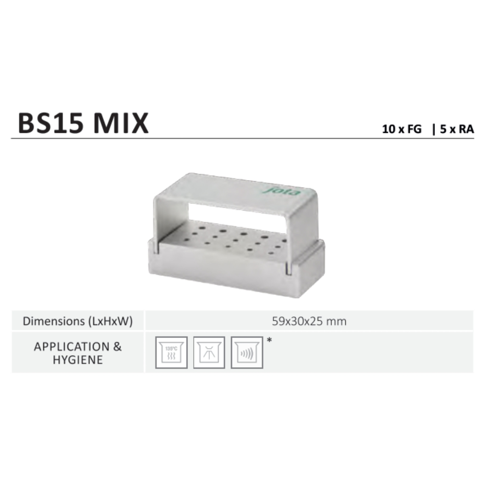 Бокс Jota Burblock Aluminium, для борів, на 15 інструментів (10 FG + 5 RA)