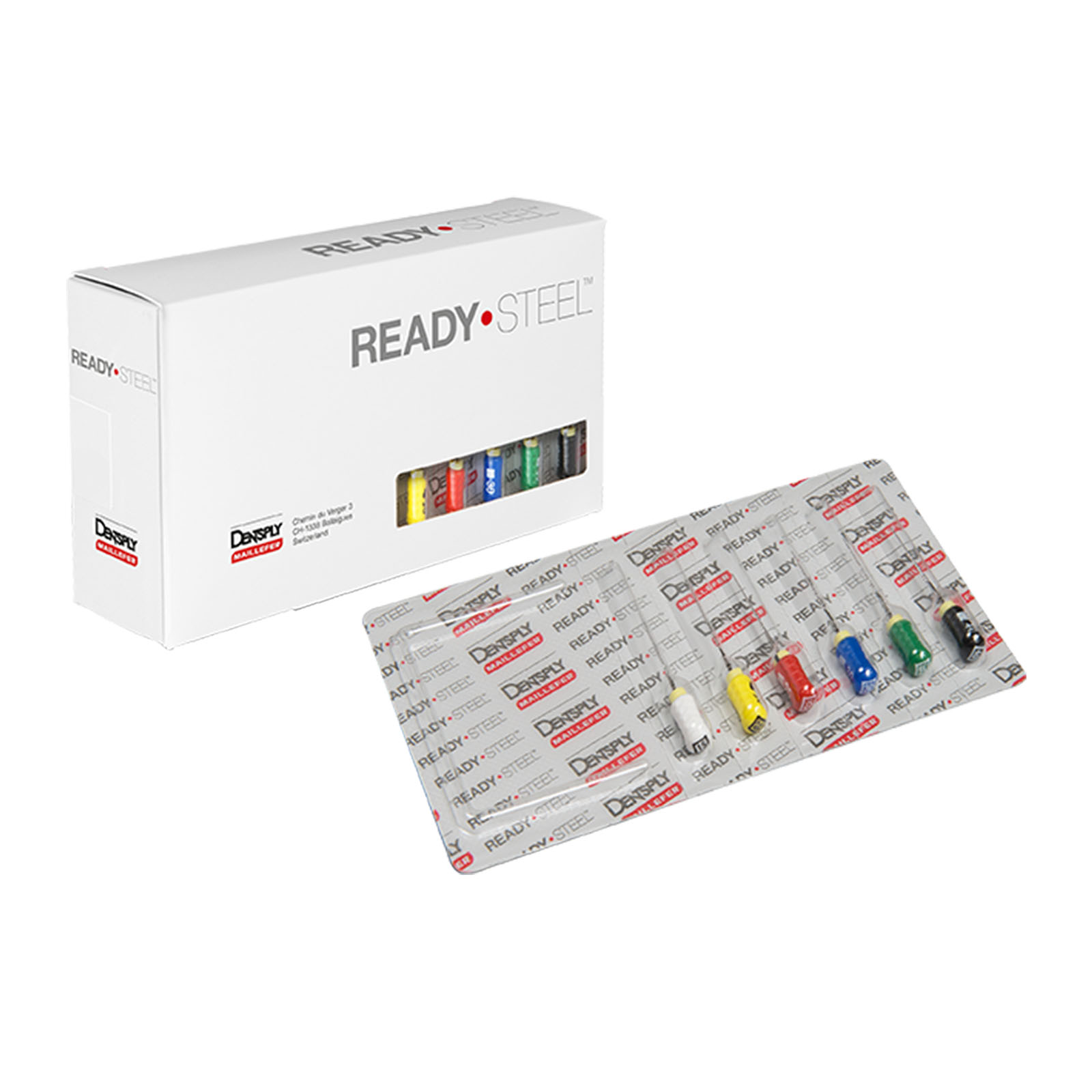 Н-файли Dentsply Sirona ReadySteel, асорті - розміри 015-020-025-030-035-040, довжина 25 мм, ручні стерильні файли, 6 файлів у блістері (Hedstroem File ReadySteel)
