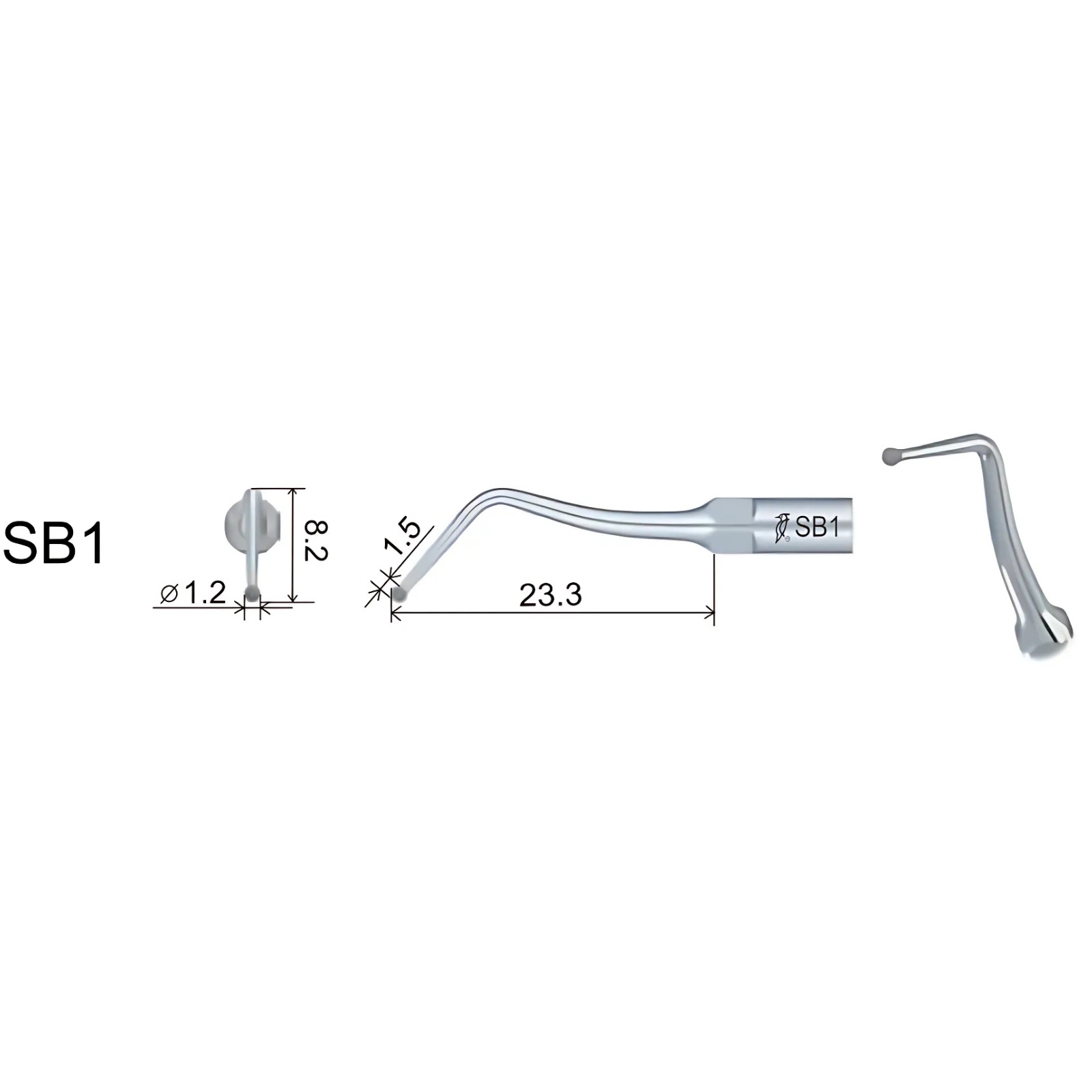 Насадка Woodpecker SB1, для препарування, алмазне напилення, різьба EMS Woodpecker
