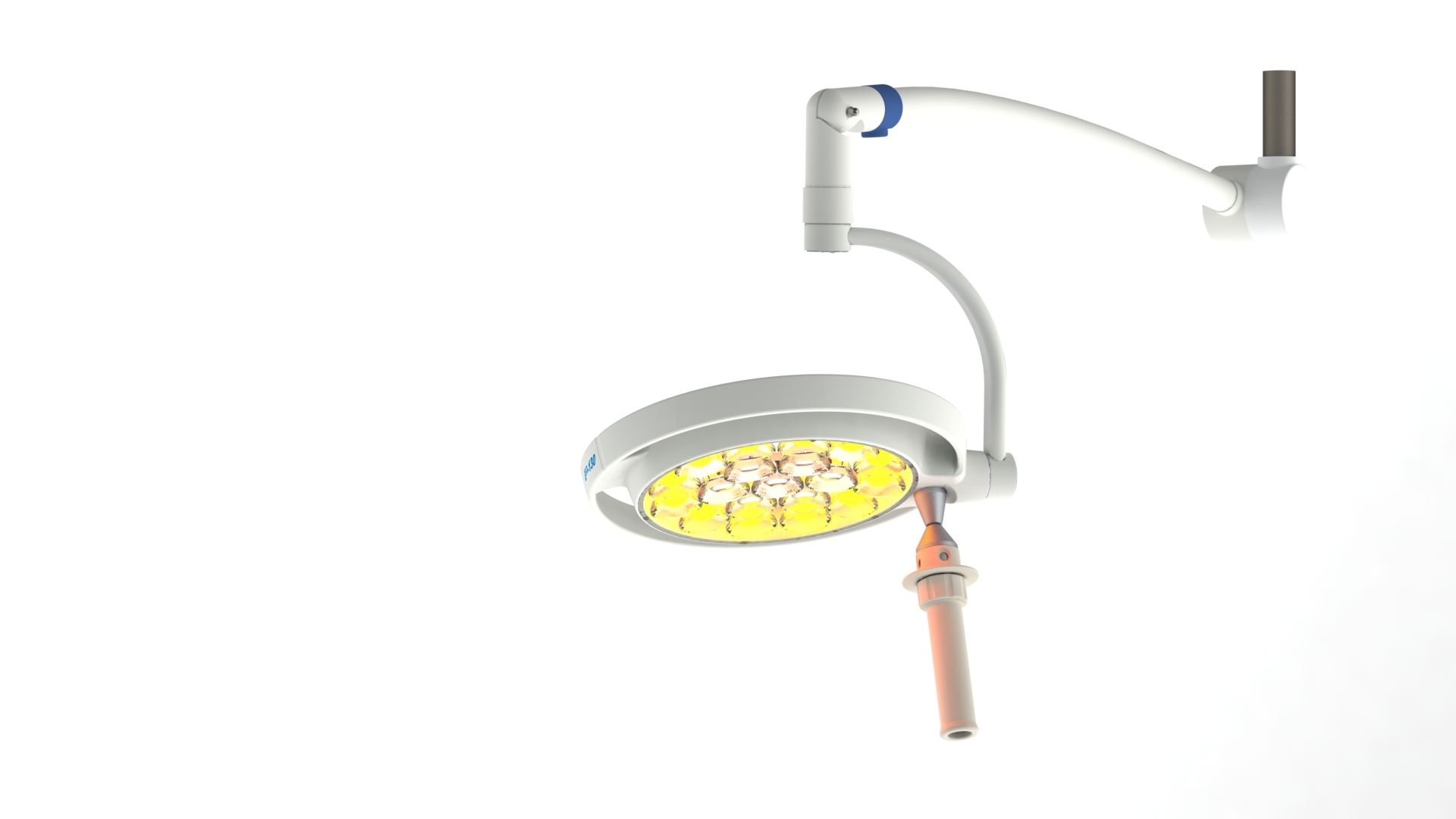 Світильник операційний/ (стоматологічний режим) Mach LED 130 Dental P, інтенсивність освітлення на відстані 0,7м.- 45 000 Lux (за запитом 65 000 Lux), фіксована колірна температура 4 500 К, можливість кріплення на стелю- для приміщень висотою до 3-х метрів