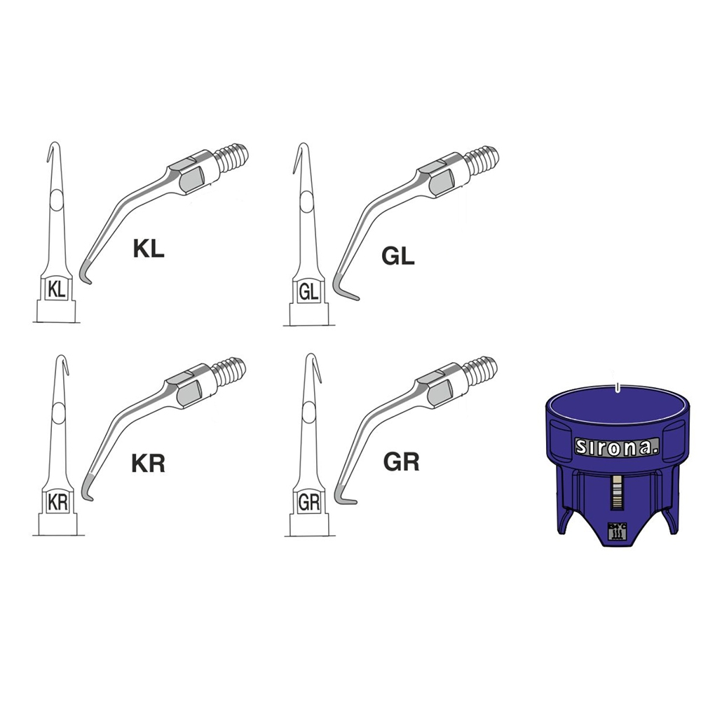 Насадки скалера SiroRetro, комплект, 4 шт. (KR, KL, GR, GL) (Dentsply Sirona)