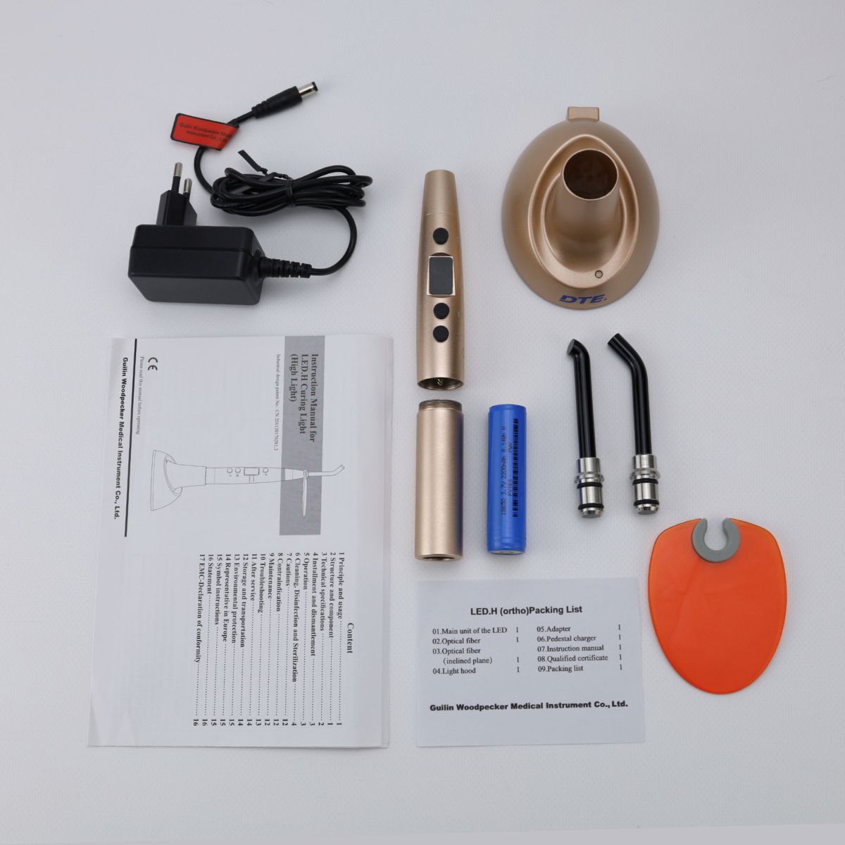 Фотополімерна лампа Woodpecker LED H ORTHO (1800 мВт/см2, металевий корпус) + 5 капсул Dyract XP A3 у подарунок