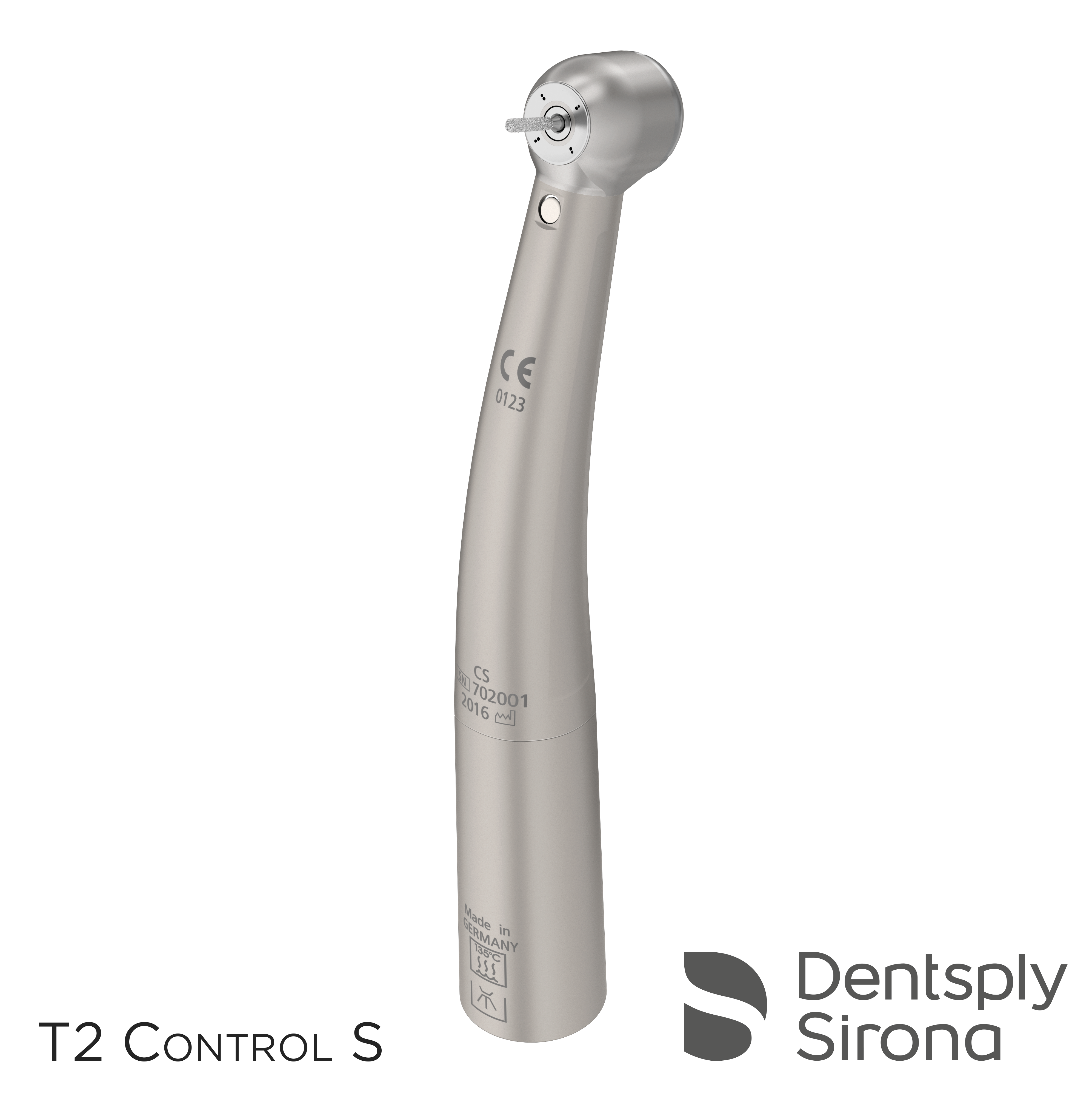 Наконечник Dentsply Sirona T2 CONTROL S + перехідник швидкоз'ємний Quickcoupling R - LED. Турбінний ортопедичний наконечник, клас COMFORT, з світловодом, потужність 22 Вт, роз'єм - Quickcoupling Sirona R LED, кнопкова система фіксації бору, 4-ох точковий спрей, керамічні підшипники, титанове покриття корпусу, для інструментів FG D-1,6мм - турбінні бори, діаметр головки 12,4 мм, висота головки 13,8 мм, вага наконечника 57 г, система захисту головки (PHS) з подвійним клапаном зворотнього всмоктування, система швидкої зупинки бору (QSF), можливість автоклавування при температурі до 134°С. АКЦІЯ:  швидкоз'ємний перехідник Quickcoupling R LED Sirona в комплекті!