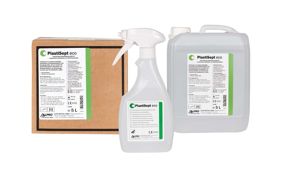 PlastiSept Eco, 500 мл
Готовий до застосування безспиртовий розчин для очищення та дезінфекції чутливих поверхонь медичних виробів, таких як медичні і/та стоматологічні установки (у т.ч. оббивка ), рентгенівські апарати, особливо з акриловим склом або металевими поверхнями