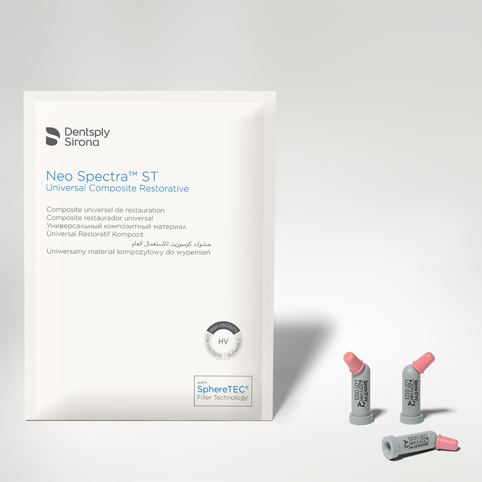 Neo Spectra ST HV (висока в'язкість), капсула, відтінок А2, 1 капсула сірого кольору - 0,25 г. Нео Спектра СТ ХВ, нанокерамічний рентгеноконтрастний універсальний композит світлового затвердіння (Dentsply Sirona) Neo Spectra ST HV (висока в'язкість), капсула, відтінок А2, 1 капсула сірого кольору - 0,25 г. Нео Спектра СТ ХВ, нанокерамічний рентгеноконтрастний універсальний композит світлового затвердіння (Dentsply Sirona)