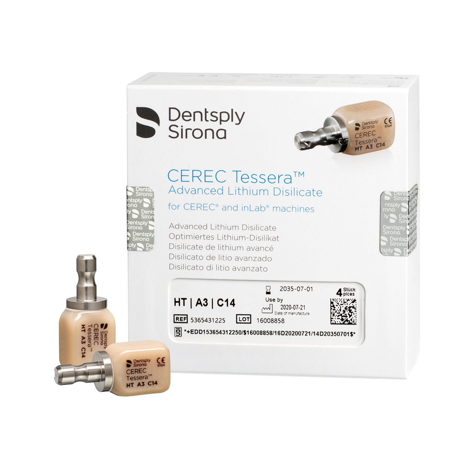 Блоки CEREC Tessera, HT, A3, C14, 4шт. (Dentsply Sirona)