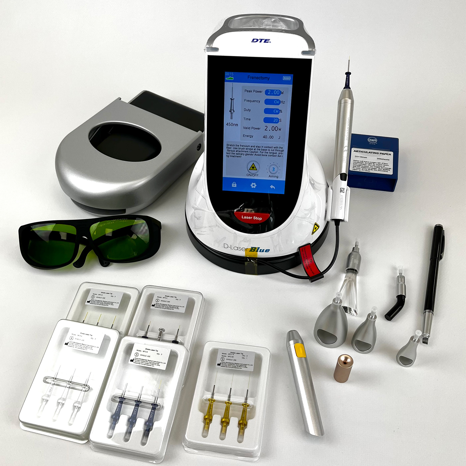 Стоматологічний діодний лазер DTE-Woodpecker D-LASER BLUE (LX16 PLUS): 3 довжини хвилі (450/650/976 нм)