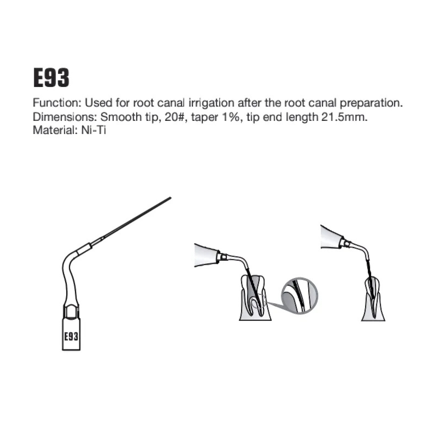 Насадка ендоактиватора E93, насадка Ni-Ti (EMS)