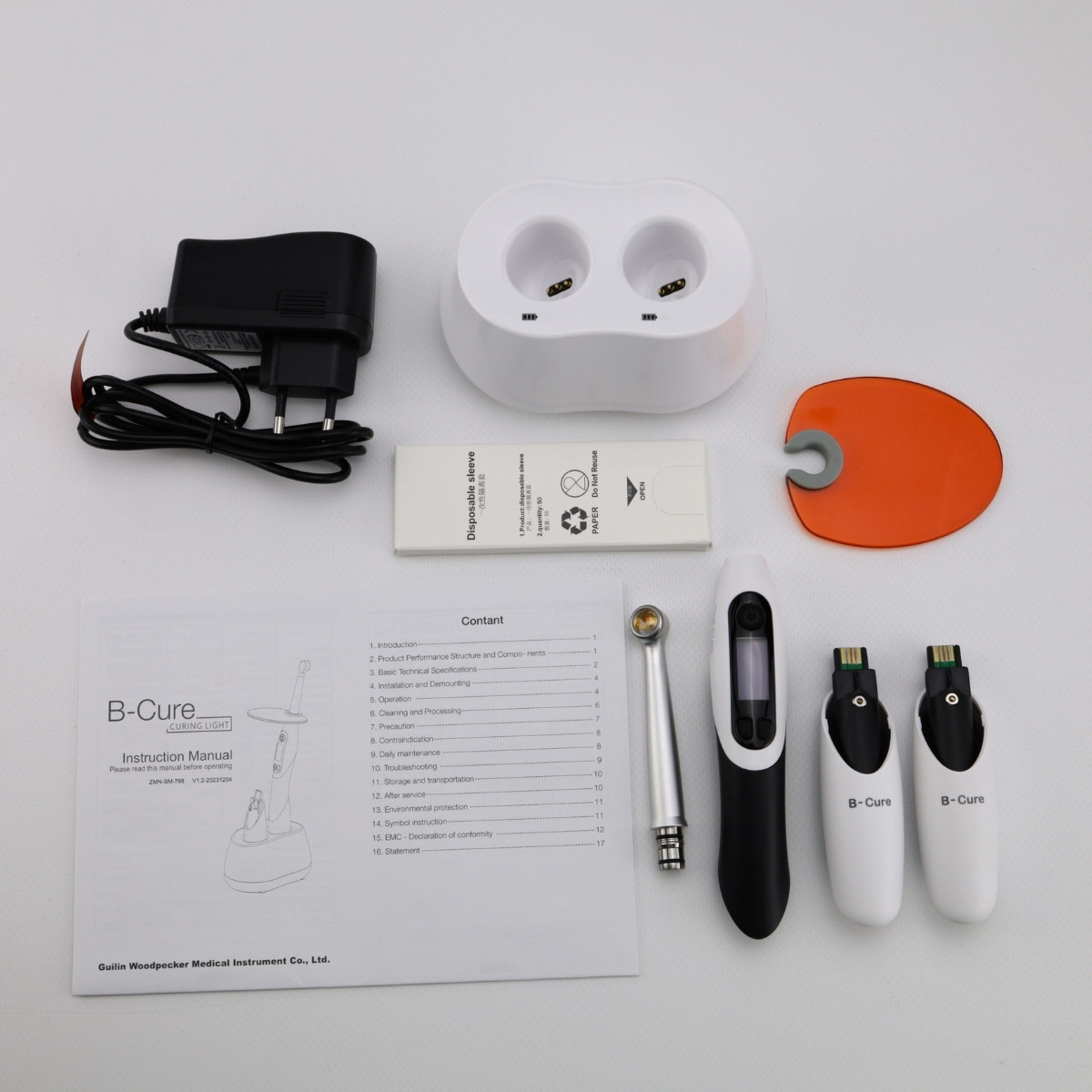 Фотополімерна лампа Woodpecker B-Cure PLUS (3000 мВт/см2, 2 акумулятори) + 10 капсул Dyract XP A3 у подарунок