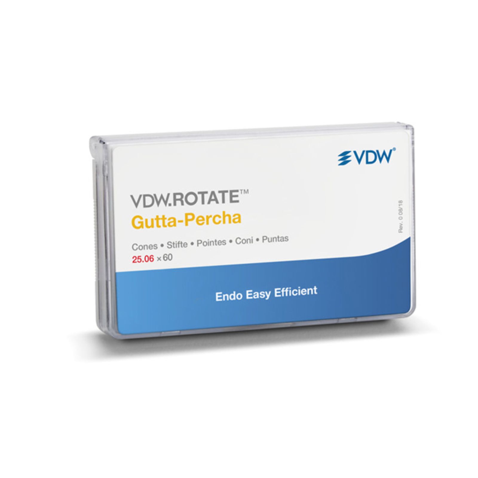 Гутаперча VDW ROTATE конусність 06, розмір 035, упаковка 60 шт.