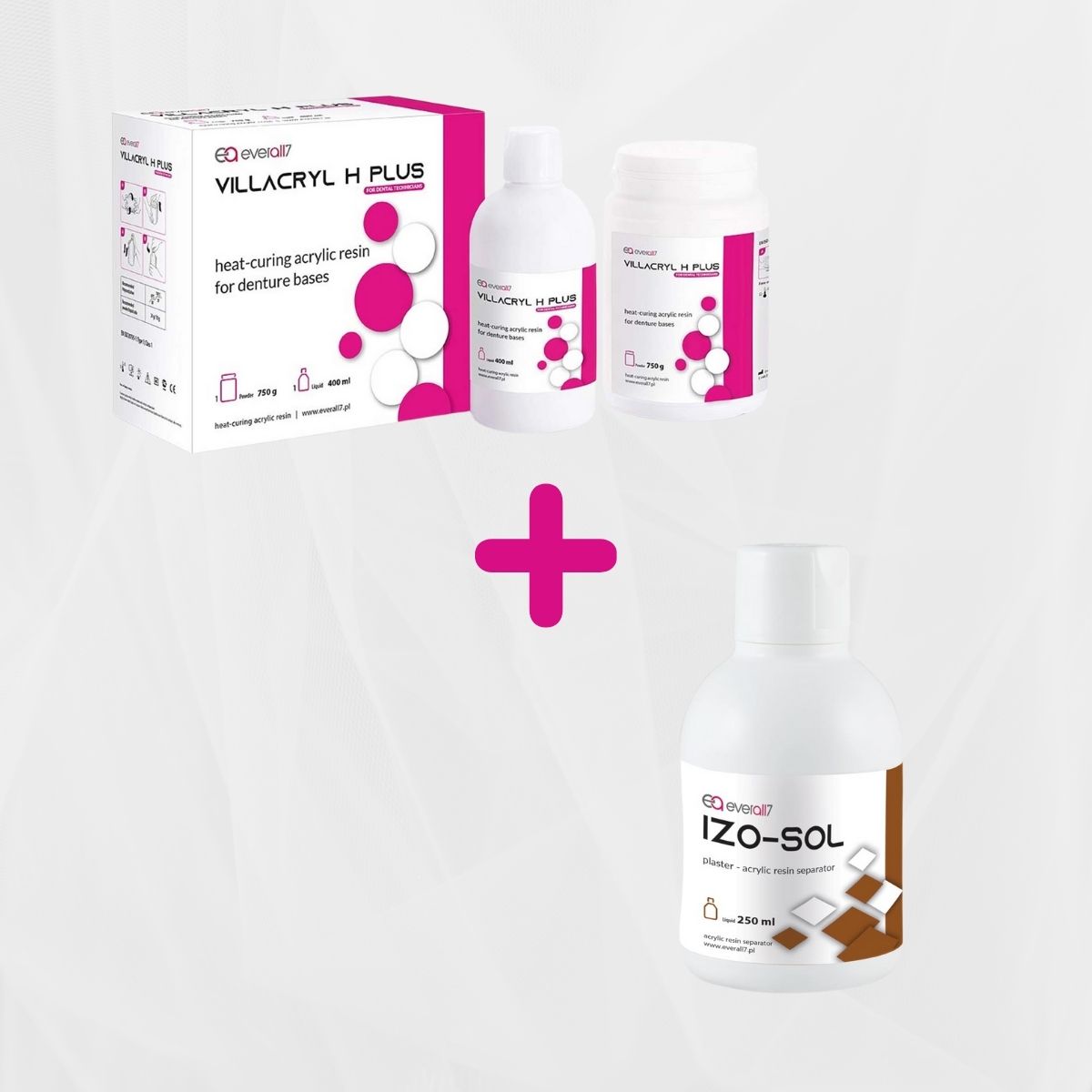 Акрилова пластмаса для базисів протезів VILLACRYL H PLUS V4, 750 г порошок + 400 мл рідина + подарунок Izo-sol 250мл