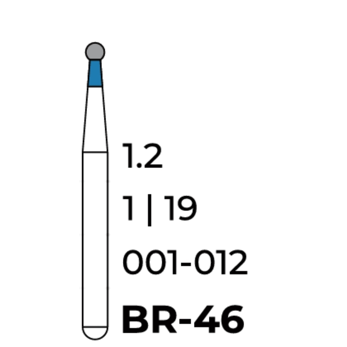 Бор алмазний Unico, куля синя, BR-46, d=1.2 мм, 1 шт, турб. н.