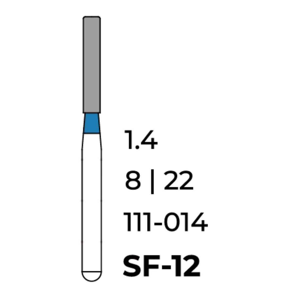 Бор алмазний Unico, циліндр синій (прямий) SF-12, d=1.4 мм, 1 шт, турб. н.
