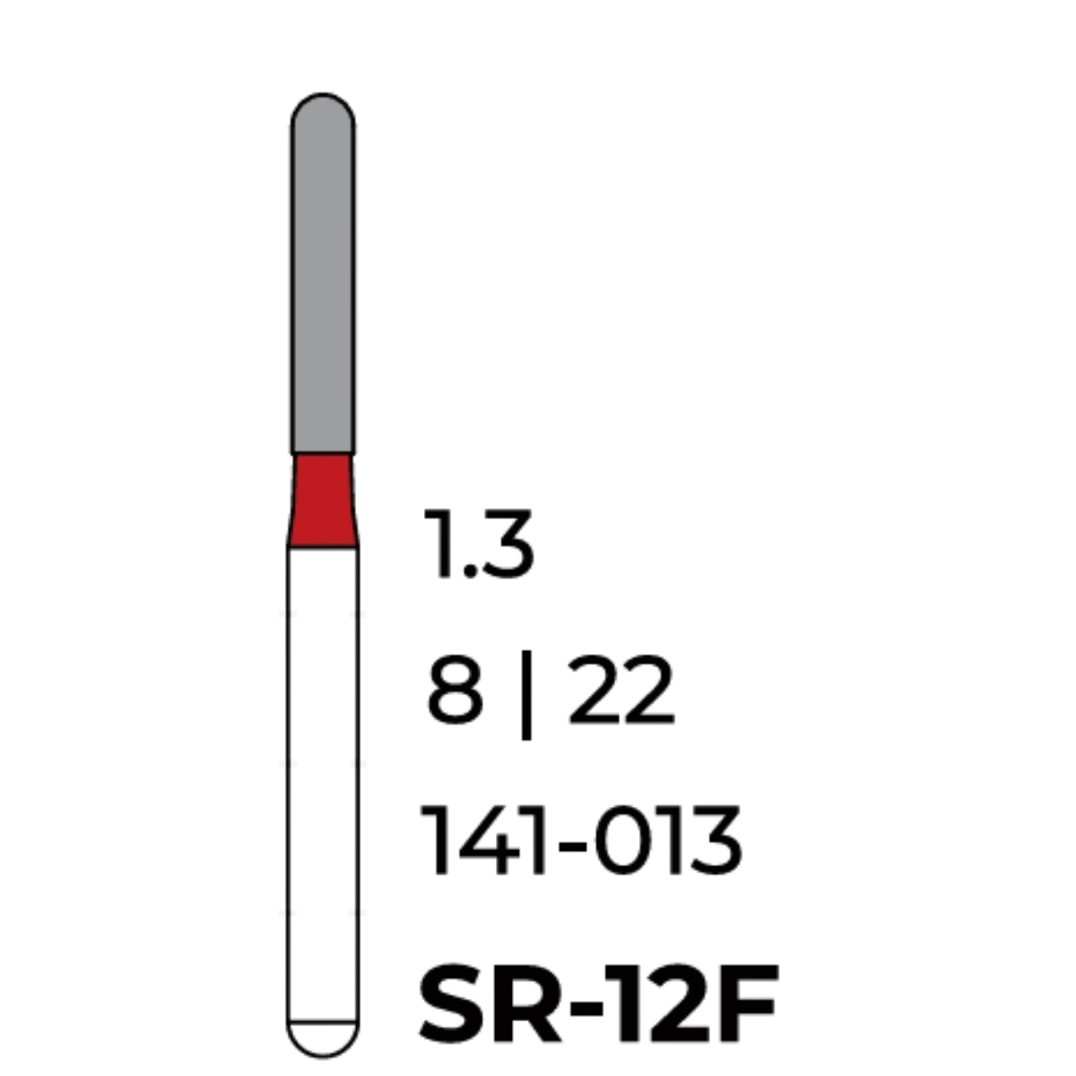 Бор алмазний Unico, циліндр червоний (круглий) SR-12F, d=1.3 мм, 1 шт, турб. н.