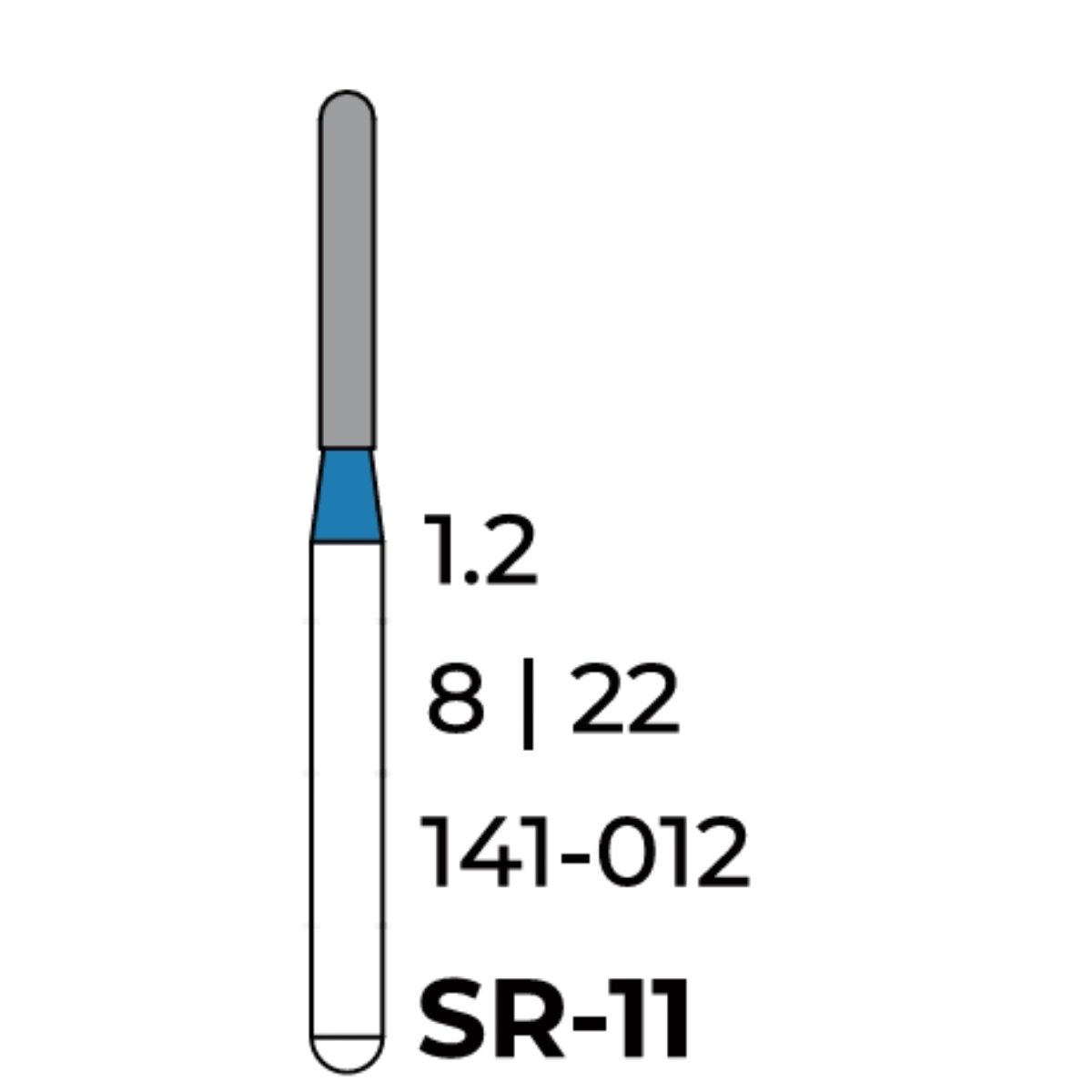 Бор алмазний Unico, циліндр синій (круглий) SR-11, d=1.2 мм, 1 шт, турб. н.