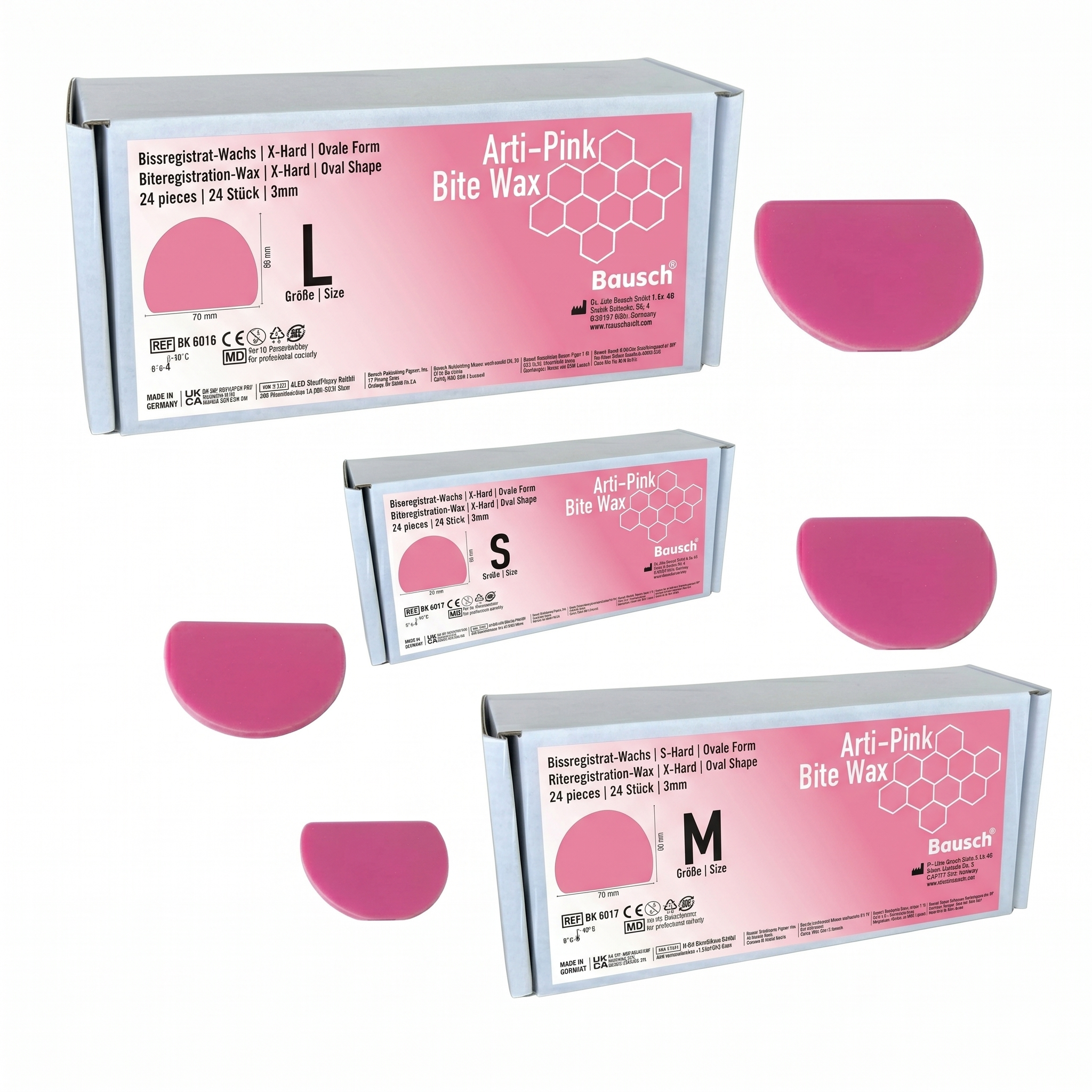 Віск для реєстрації прикусу Arti-Pink Bite Wax, овальний, 24 шт, рожевий