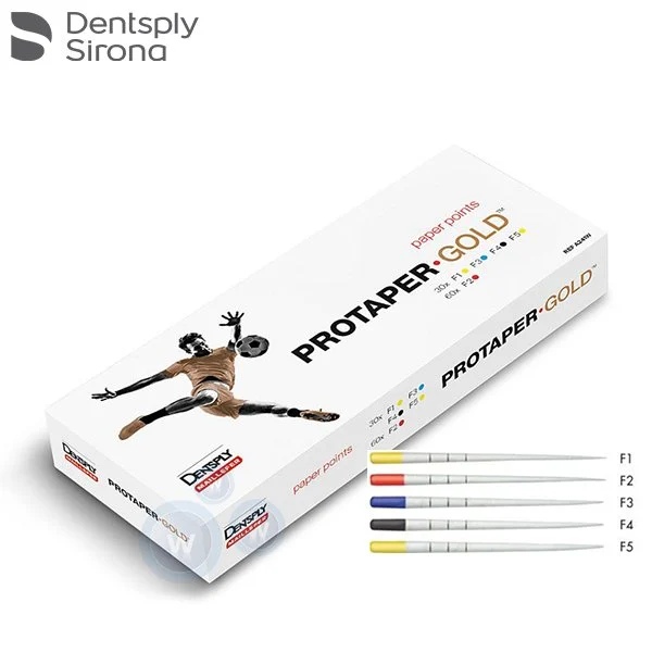 Паперові штифти ProTaper Gold, 180 шт., Dentsply Sirona Паперові штифти ProTaper Gold, 180 шт., Dentsply Sirona